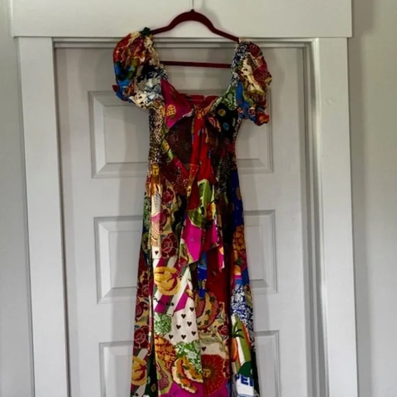 Farm Rio Sunny Mix Midi-dress Size M - Picture 2 of 5